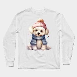 Winter Bichon Frise Dog Long Sleeve T-Shirt